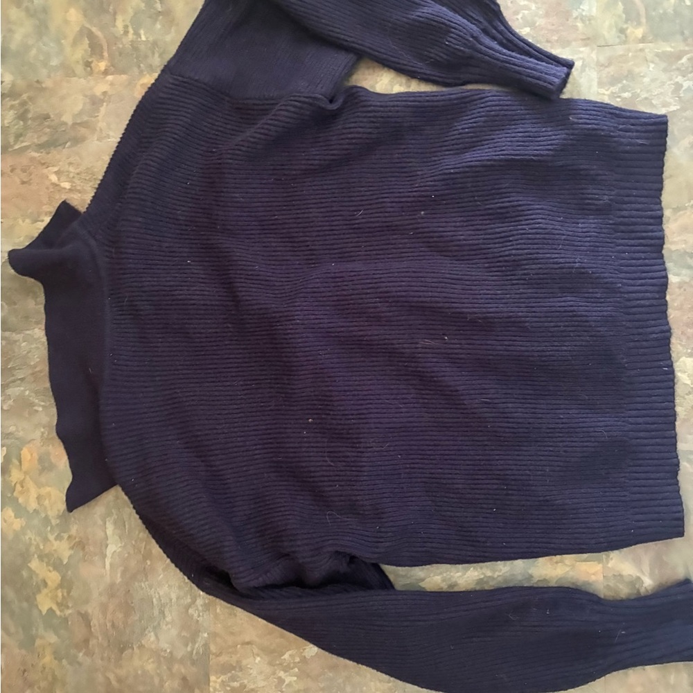 Eloquii Deep Blue V-Neck Sweater - Picture 3 of 3